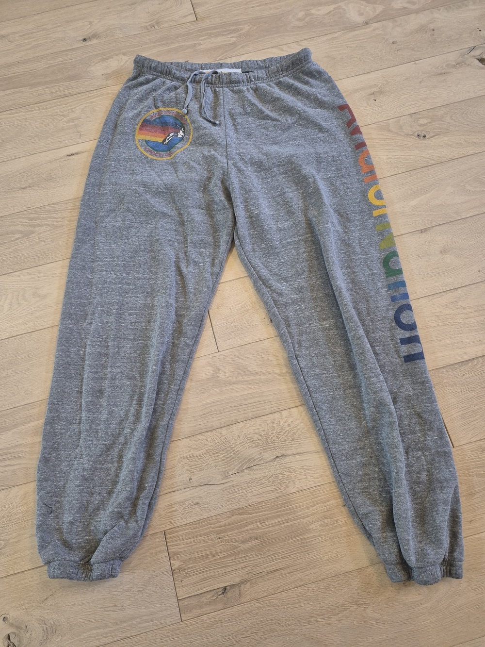 Aviator Nation Gray Sweatpants with Rainbow Side Print